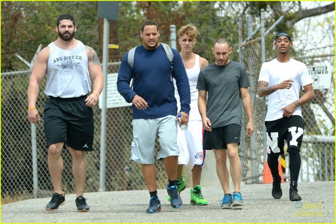 Justin Bieber goes for a jog with his Posse